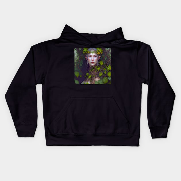 Beautiful Elven Druid Kids Hoodie by AI Created Artwork